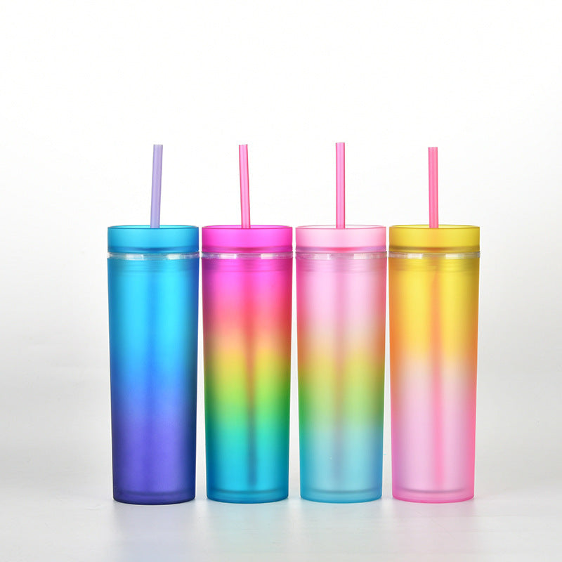 This shows all 4 cups stood together, showing off their aesthetic rainbow colours