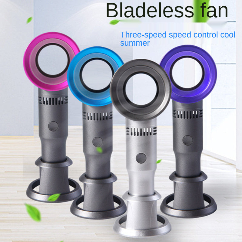 Bladeless Handheld Fan – 3-Speed, Rechargeable & Phone Stand Feature 4 Colours