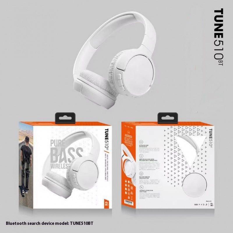 White Pure Bass Wireless Bluetooth Headphones with cushioned over-ear design and foldable headband, ideal for travel and theme park use