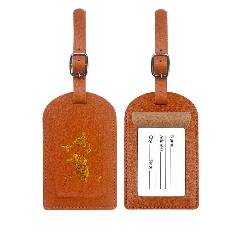 World Traveller Luggage Tag PU Leather in lovely colours and gold world detail