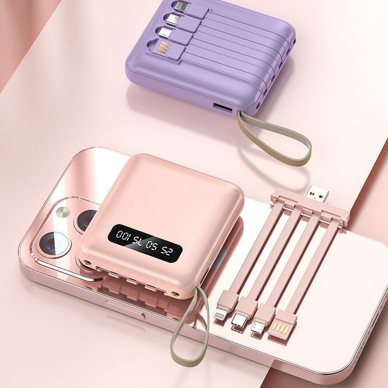 This picture shows both the purple and pink charger and the pink charger is sat on a rose gold phone