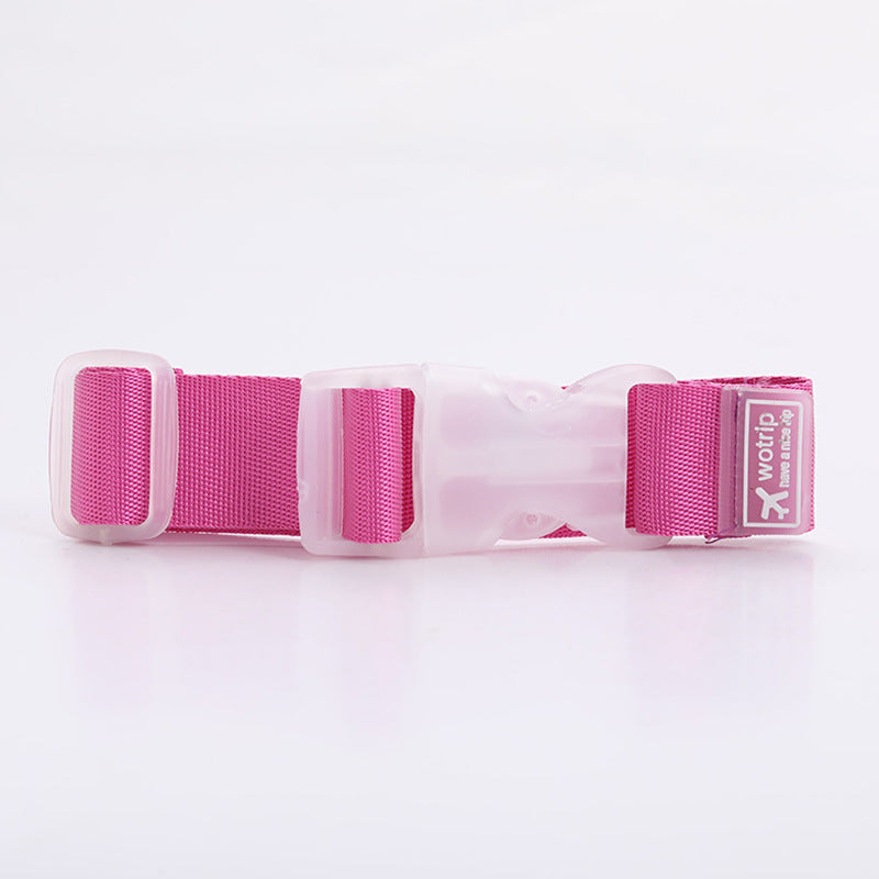 This is a pink travel strap. The little strap can be put through the handle of a suitcase carry on, park bag or stroller. Perfect for holding minnie ears and caps. The straps come in many bright colours.