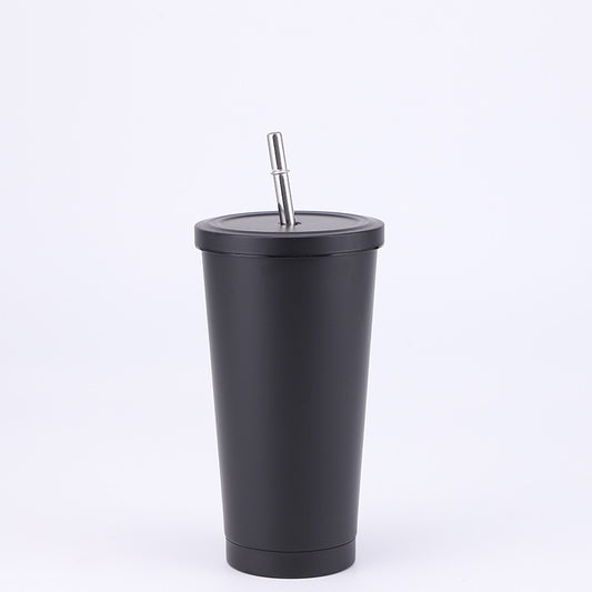 Stainless Steel Insulated Tumbler in black, size of 500ml with Straw.