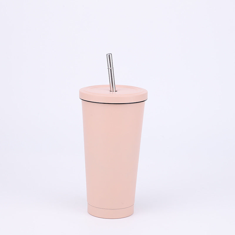Stainless Steel Insulated Tumbler in skin (cream beige), size of 500ml with Straw.