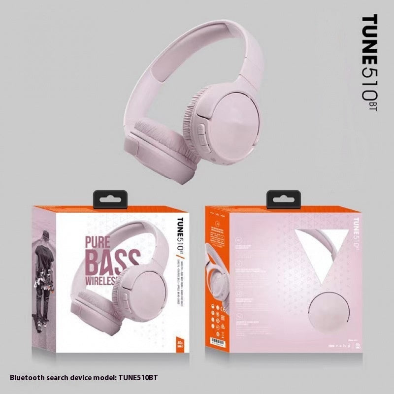 Pink Pure Bass Wireless Bluetooth Headphones with cushioned over-ear design and foldable headband, ideal for travel and theme park use