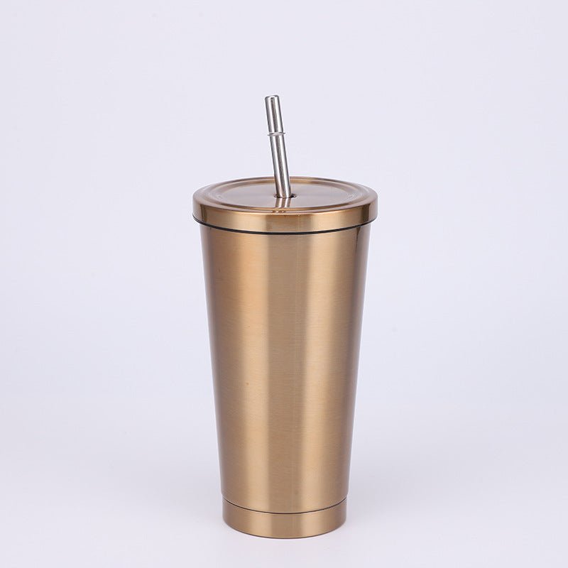Stainless Steel Insulated Tumbler in gold, size of 500ml with Straw.
