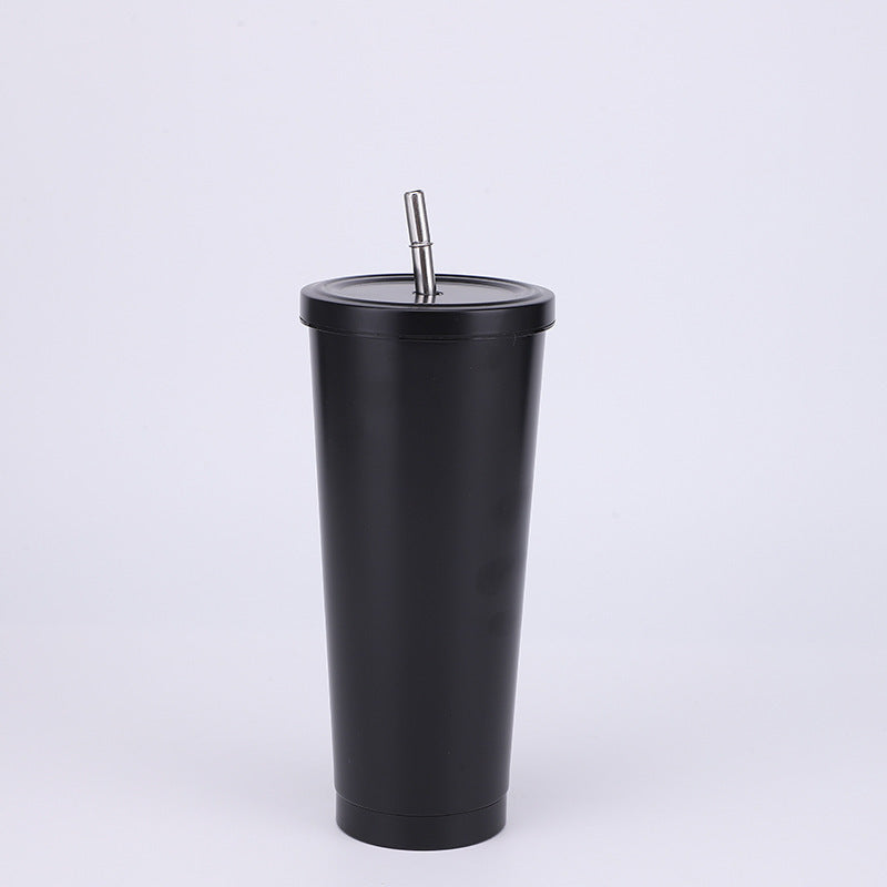 Stainless Steel Insulated Tumbler in black, size of 750ml with Straw.