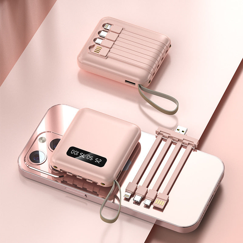 Pastel Pink multi device charging power bank with cables