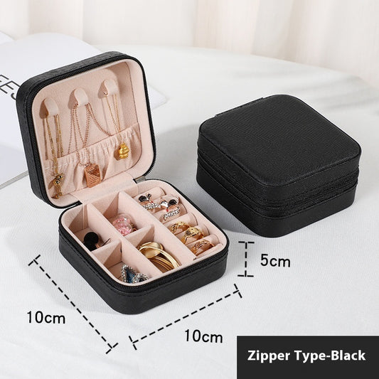 Portable Travel Jewelry Box – PU Leather Case for Necklaces, Rings & Accessories