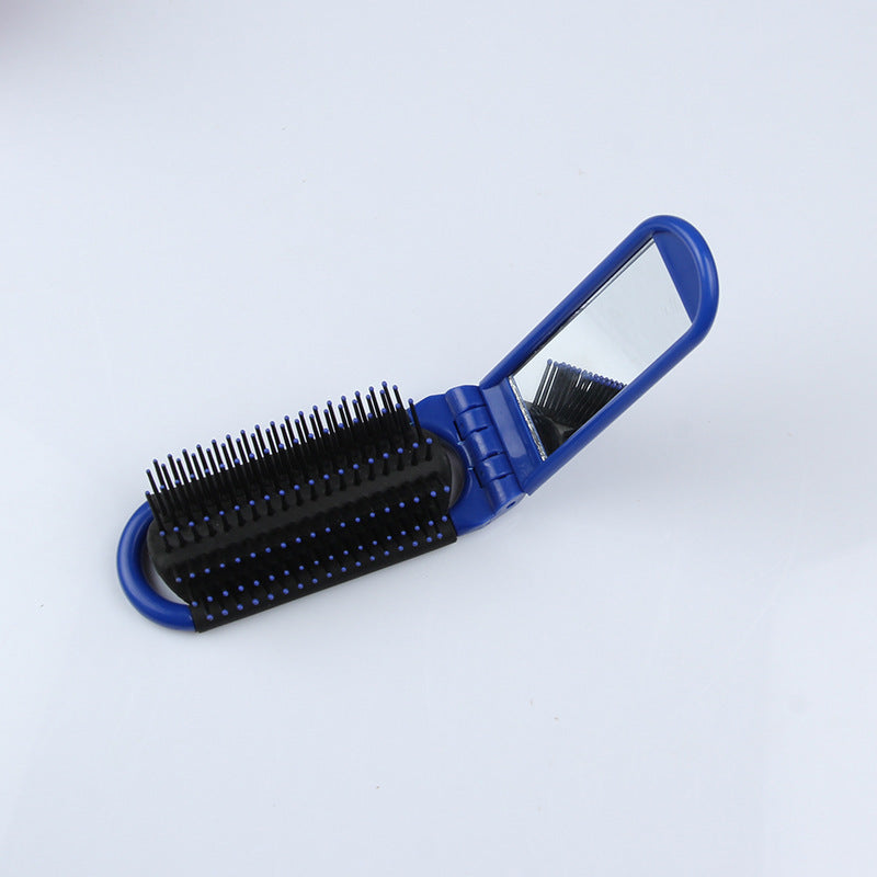 Portable Folding Hair Brush With Mirror For Detangling Your Flight or Roller Coaster Hair