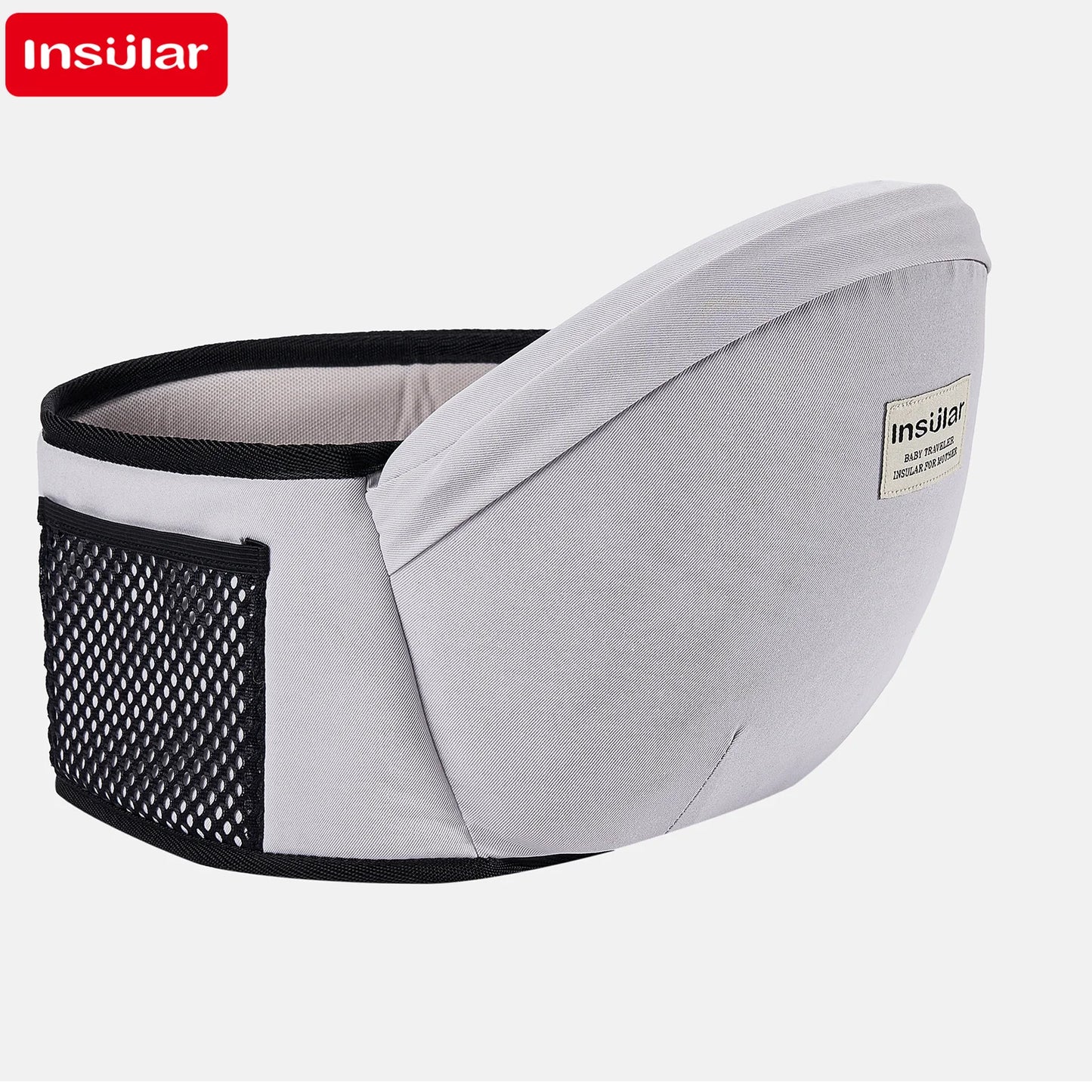 this is a grey hip seat carrier