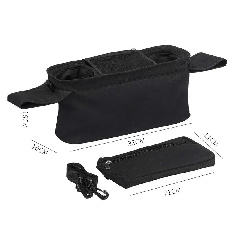 Stroller Storage Bag – Large Capacity Baby Travel Organiser | Has an Insulated Bottle & Phone Holder for Theme Parks