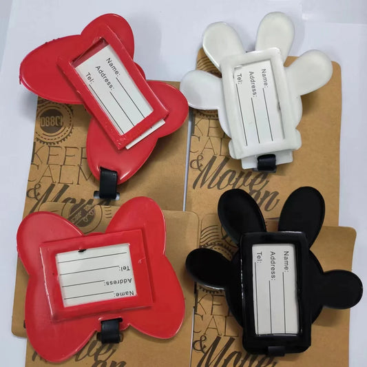 Travel Accessories Luggage Tag Famous Mouse Hands and Bows | PVC Suitcase ID Address Holder Baggage Tags
