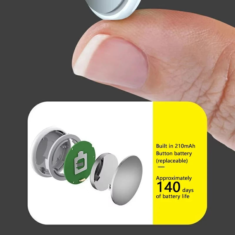 Close-up of a button battery with a hand holding it, showing battery life details.