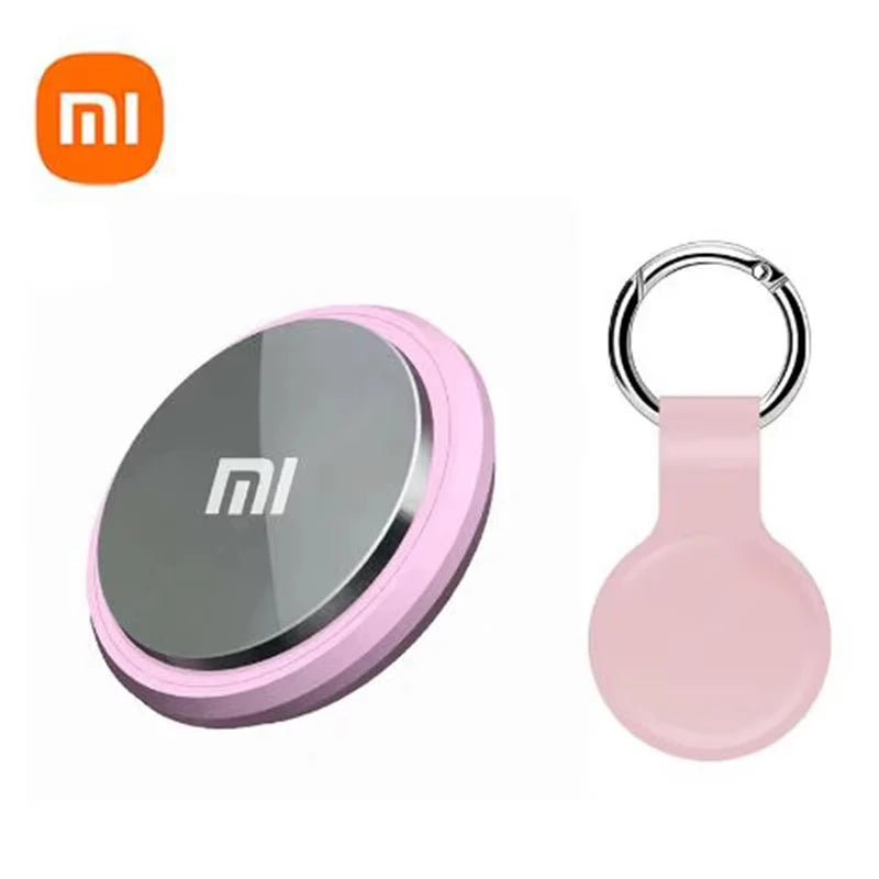Pink and gray device with keychain attachment and Xiaomi logo on a white background