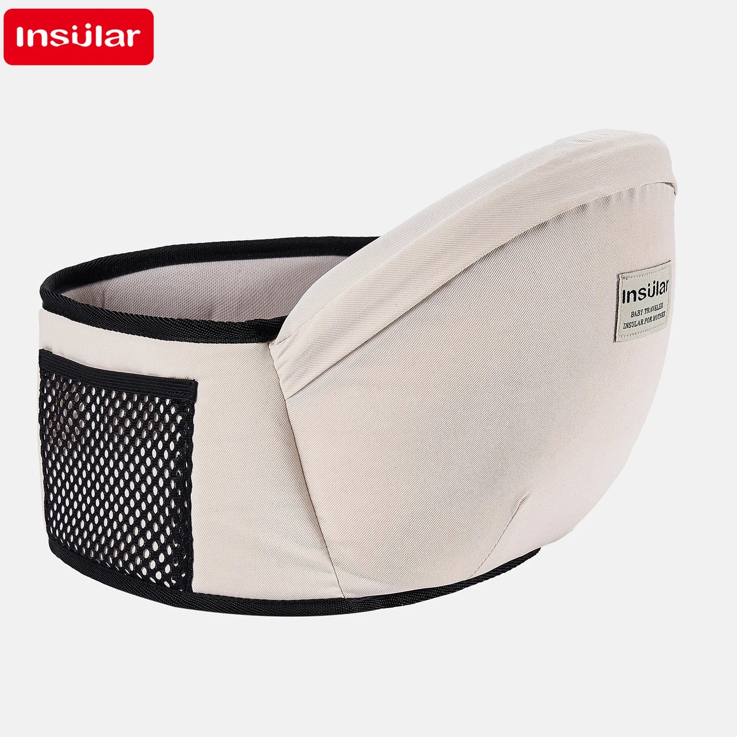 this is a beige hip seat carrier