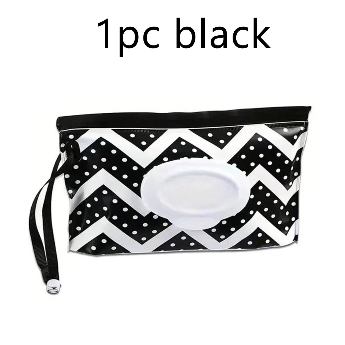 1 piece with black background and white zig zags and spots