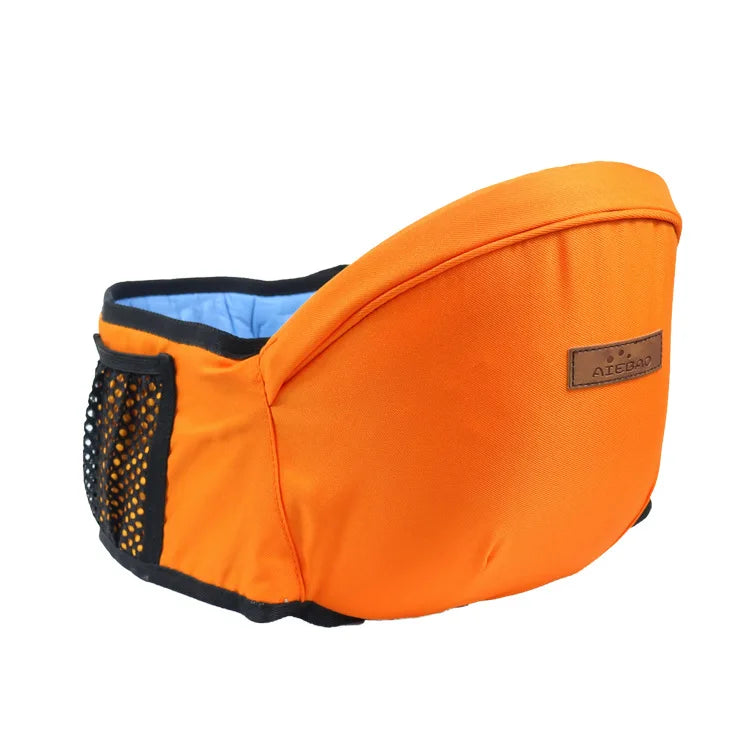 this is an orange hip seat carrier