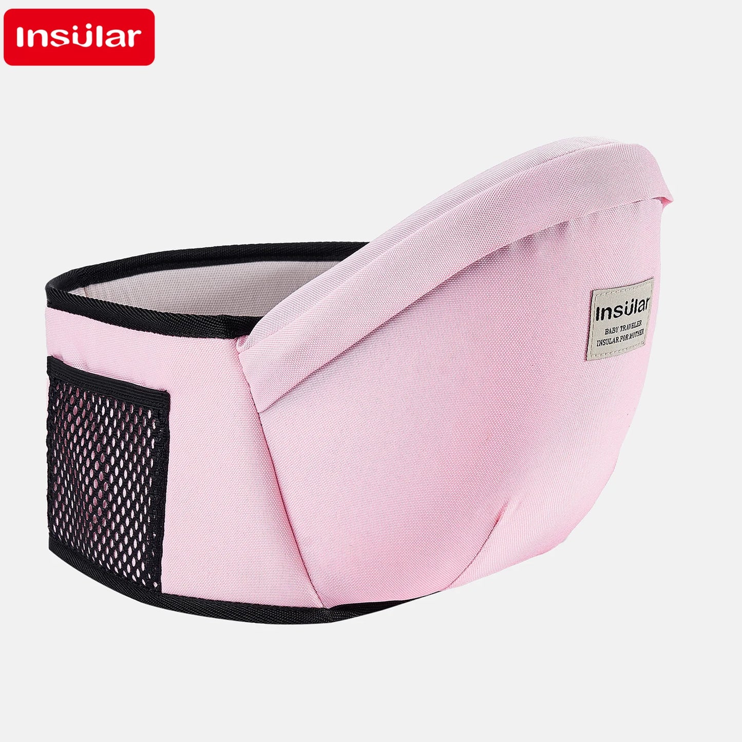 this is a pink hip seat carrier