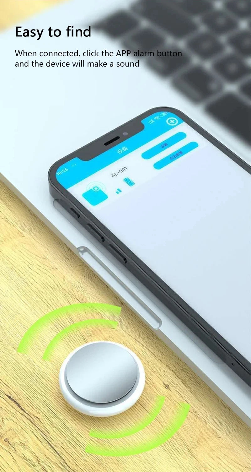 Smart device with app interface on a smartphone screen, placed on a wooden surface.