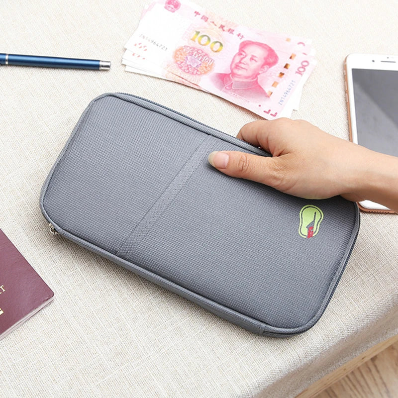 grey travel wallet