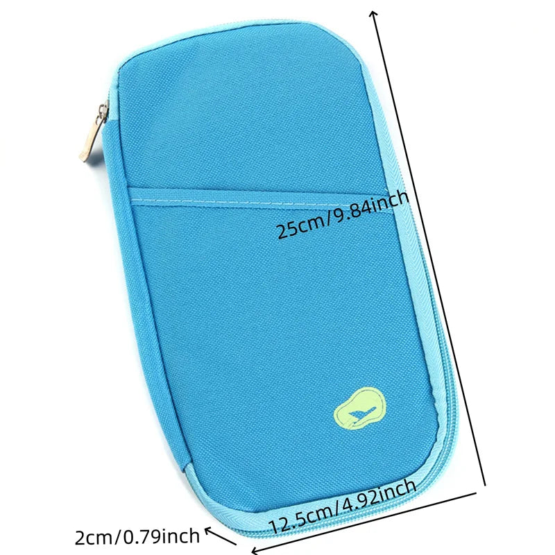 blue wallet with dimensions 25cm x 12.5 cm x 2cm