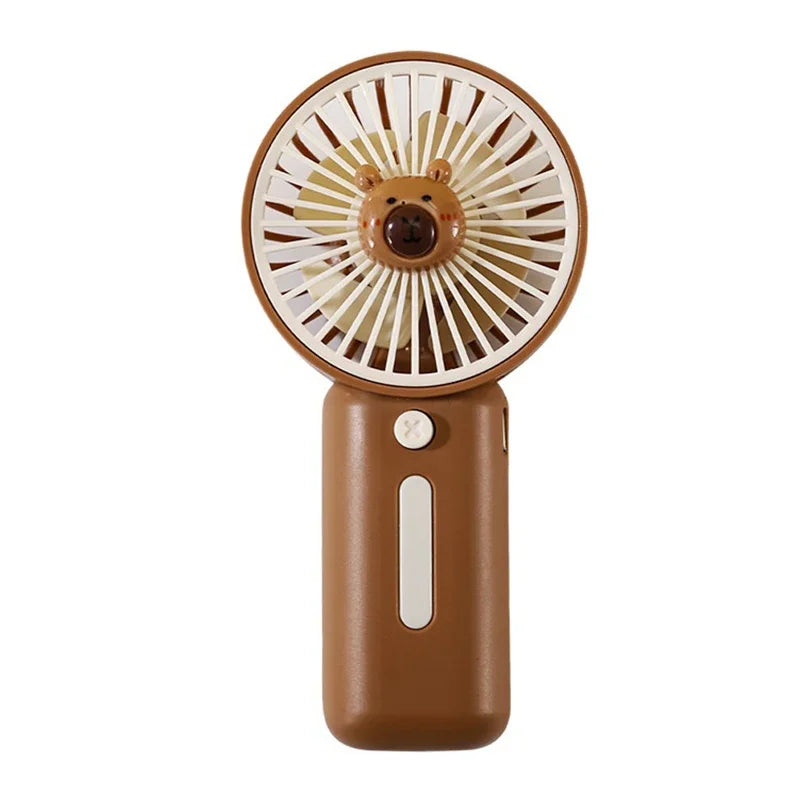 brown capybara acute face handheld fan