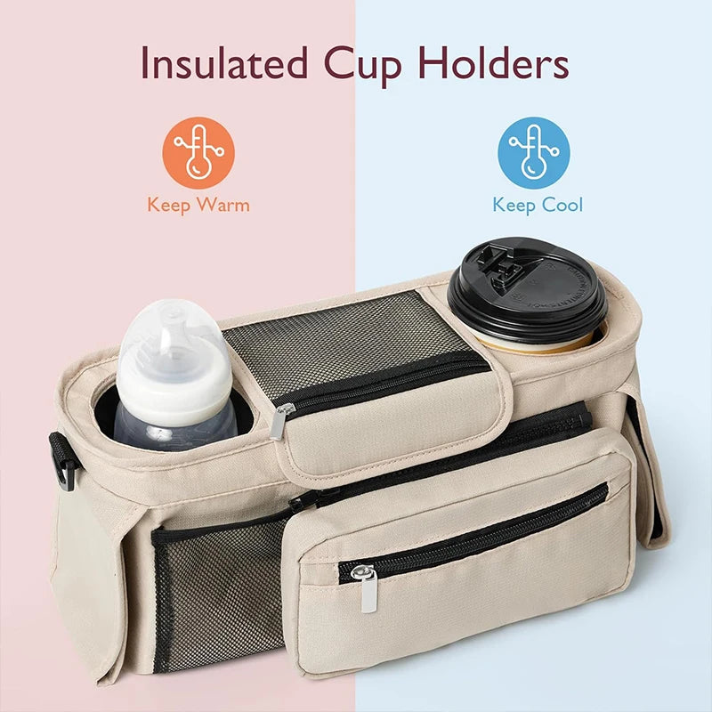 there are 2 insulated cup or bottle holders to keep things warm or cool