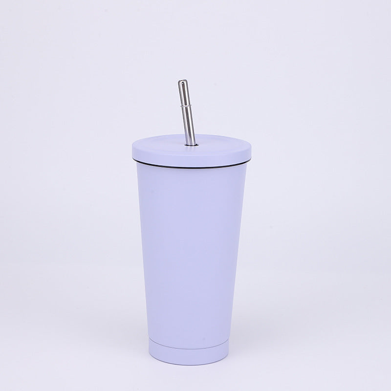 Stainless Steel Insulated Tumbler in light purple, size of 500ml with Straw.