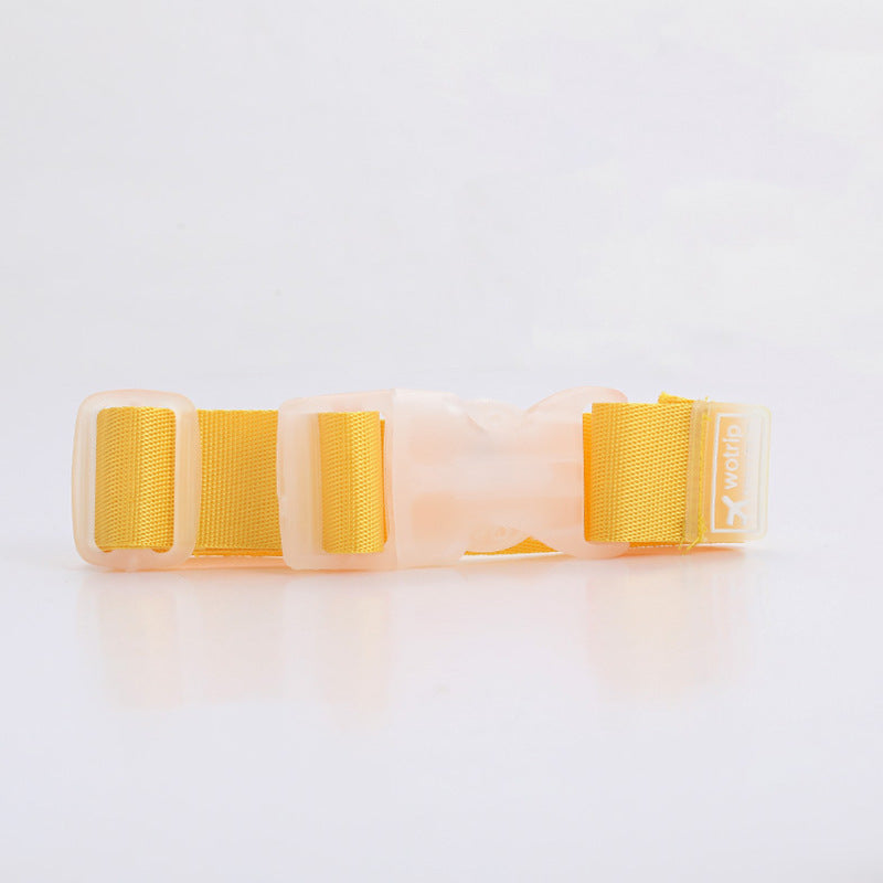 This is a Yellow travel strap. The little strap can be put through the handle of a suitcase carry on, park bag or stroller. Perfect for holding minnie ears and caps. The straps come in many bright colours.