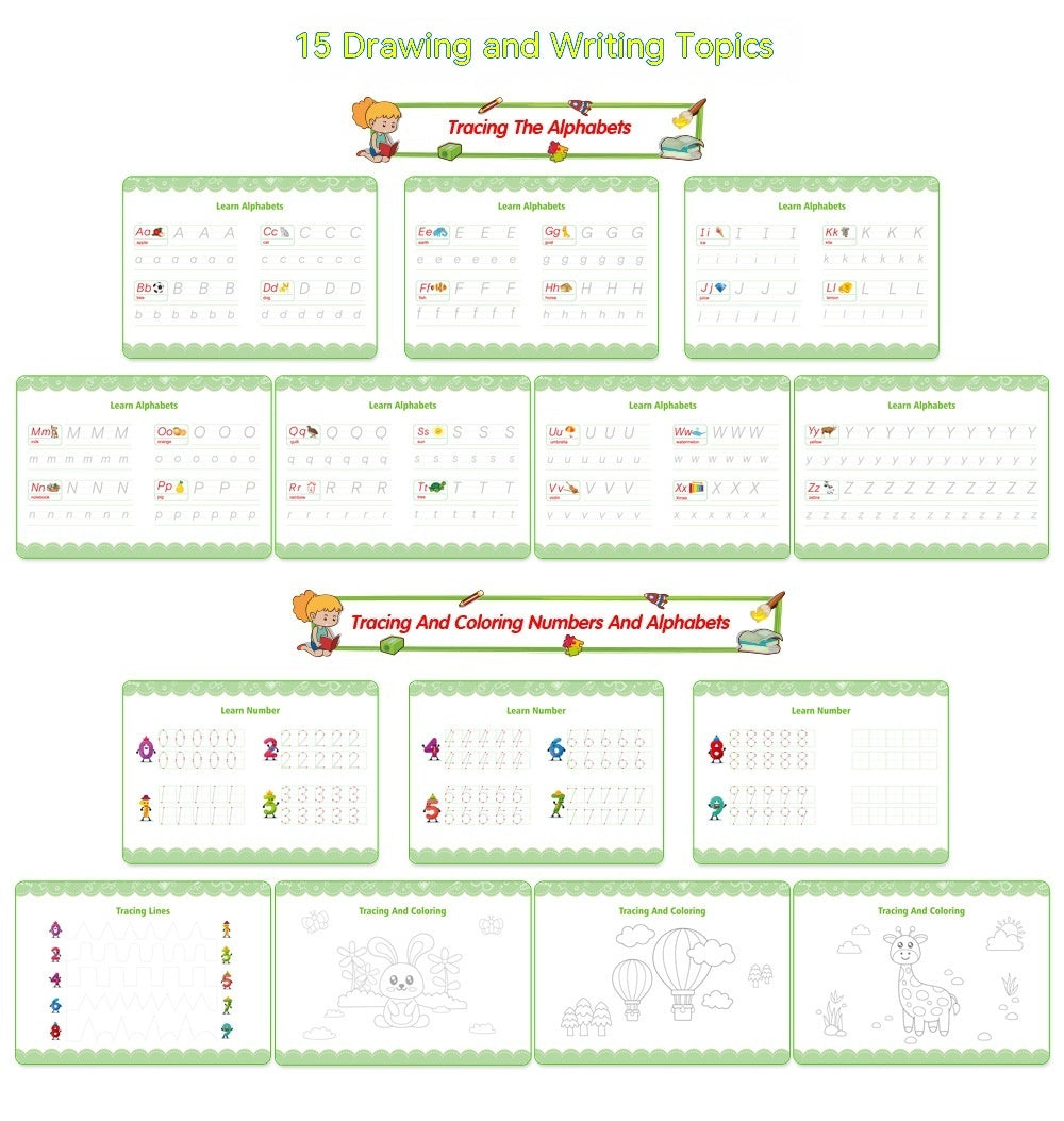 This shows that there are at least 15 pages of tracing, colouring and drawing activities in the busy book.