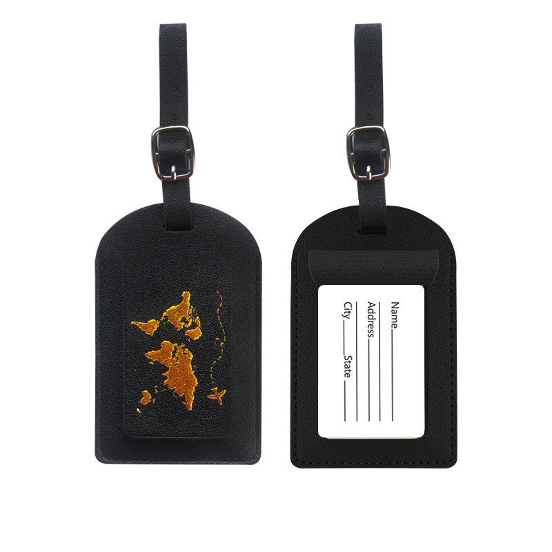 World Traveller Luggage Tag PU Leather in lovely colours and gold world detail