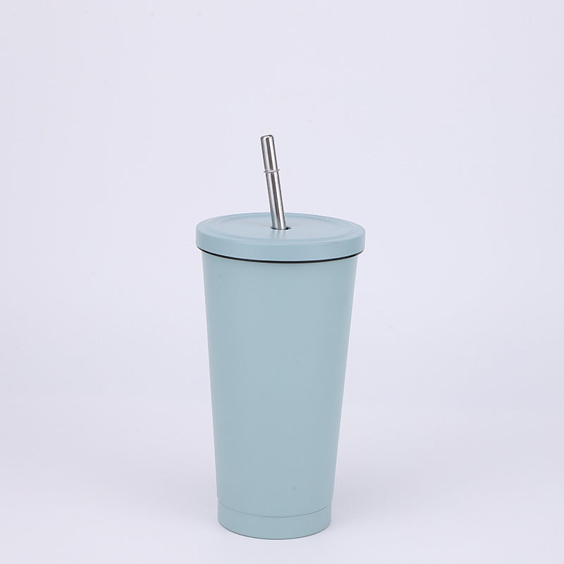 Stainless Steel Insulated Tumbler in Sea Blue, size of 500ml with Straw.