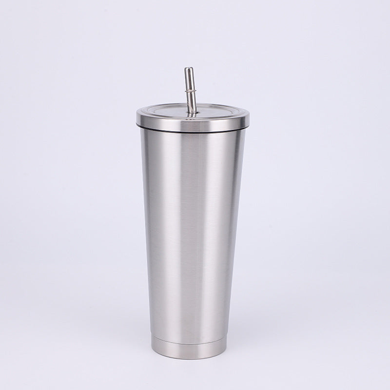 Stainless Steel Insulated Tumbler in silver steel, size of 750ml with Straw.