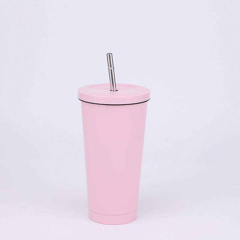 Stainless Steel Insulated Tumbler in pink, size of 500ml with Straw.
