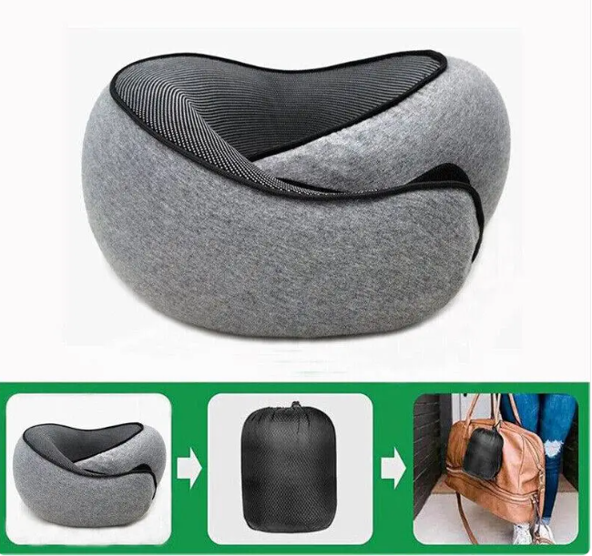 Memory Foam Travel Neck Pillow – Neck Wrap Style Comfort for Long Haul Flights & Theme Park Trips