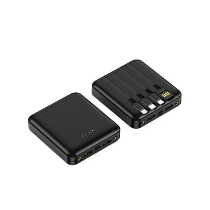 Black multi device charging power bank with cables