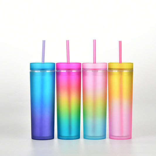 This shows all 4 cups stood together, showing off their aesthetic rainbow colours