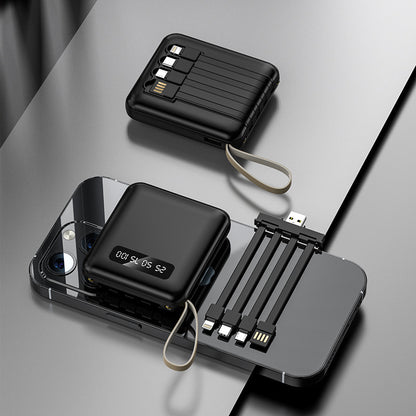 Black multi device charging power bank with cables