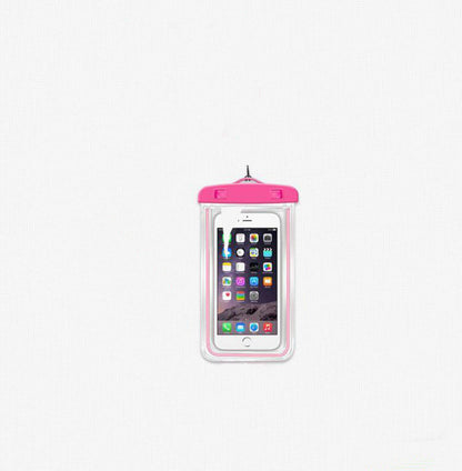 Pink waterproof phone holder with lanyard, with transparent pvc pouch.