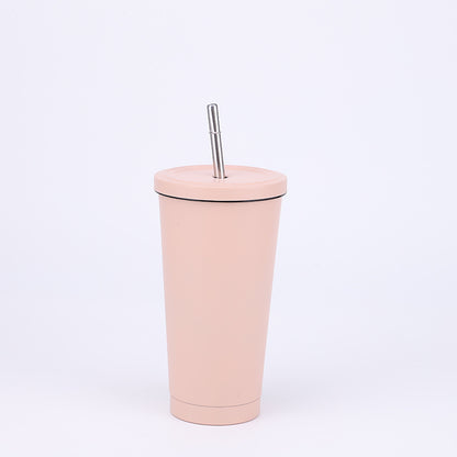 Stainless Steel Insulated Tumbler  in skin (cream beige), size of 500ml with Straw.