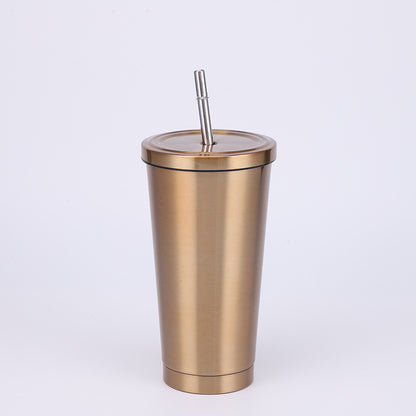 Stainless Steel Insulated Tumbler  in gold, size of 500ml with Straw.