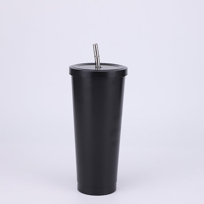 Stainless Steel Insulated Tumbler  in black, size of 750ml with Straw.