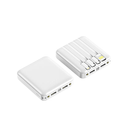 White multi device charging power bank with cables