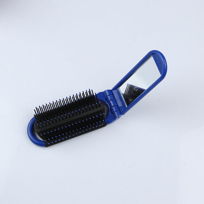 Portable Folding Hair Brush With Mirror For Detangling Your Flight or Roller Coaster Hair