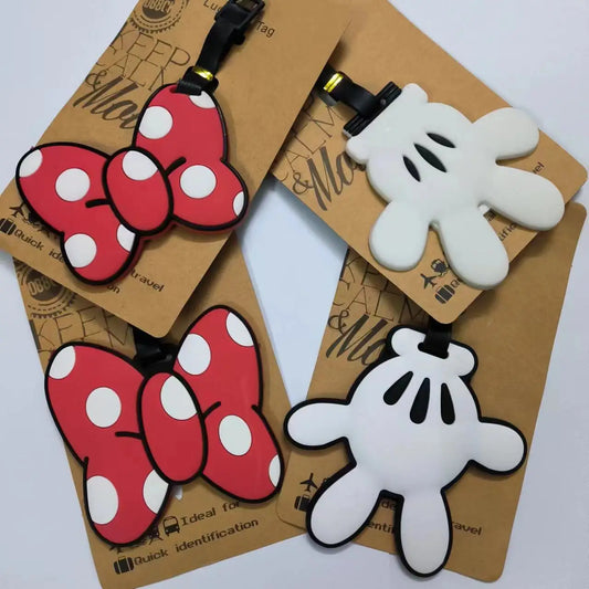 Travel Accessories Luggage Tag Famous Mouse Hands and Bows | PVC Suitcase ID Address Holder Baggage Tags