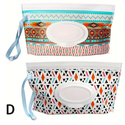 2 piece set D with aztec designs in blue, brown and orange.