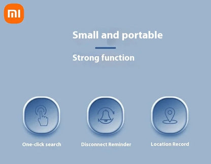 MI logo on a blue background with icons and text about product features.