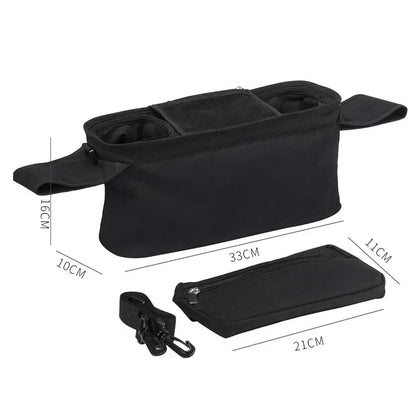 Stroller Storage Bag – Large Capacity Baby Travel Organiser | Has an Insulated Bottle & Phone Holder for Theme Parks
