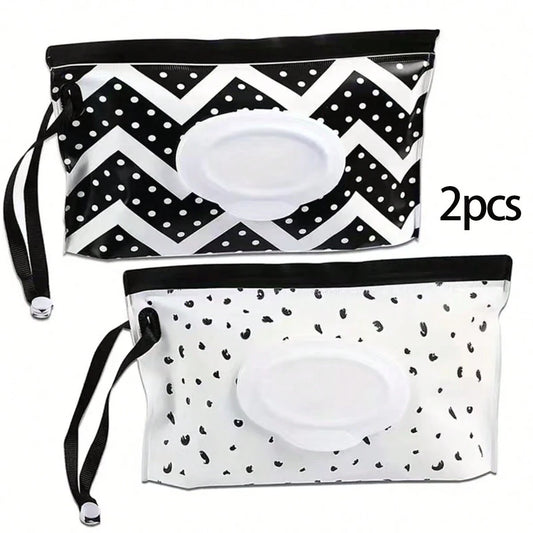 2 pc black & White tissue holders